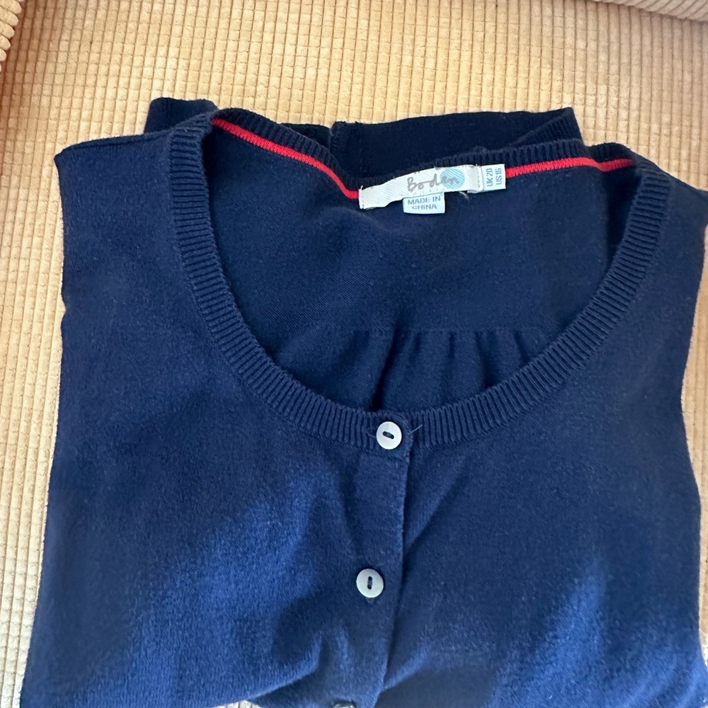 Boden Blue Cardigan Sweater Classic Knit
